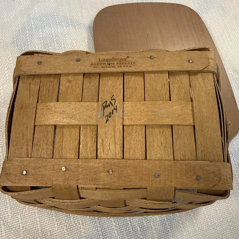 2004 Longaberger Note Pal Basket With Lid Decorative Wood Crafts